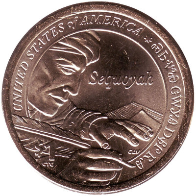 Монета 1 доллар 2017 г. США. Сакагавея (Вождь племени чероки Секвойя).